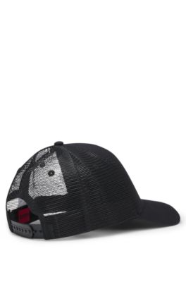 Mesh-panel cap in cotton twill, Black