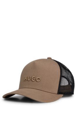 Mesh-panel cap in cotton twill, Brown