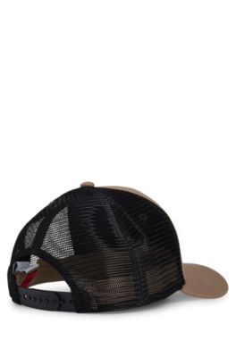 Mesh-panel cap in cotton twill, Brown