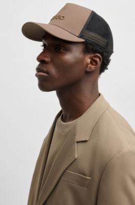 Mesh-panel cap in cotton twill, Brown