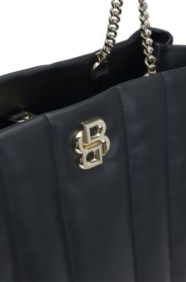 Quilted tote bag with Double B monogram, Black