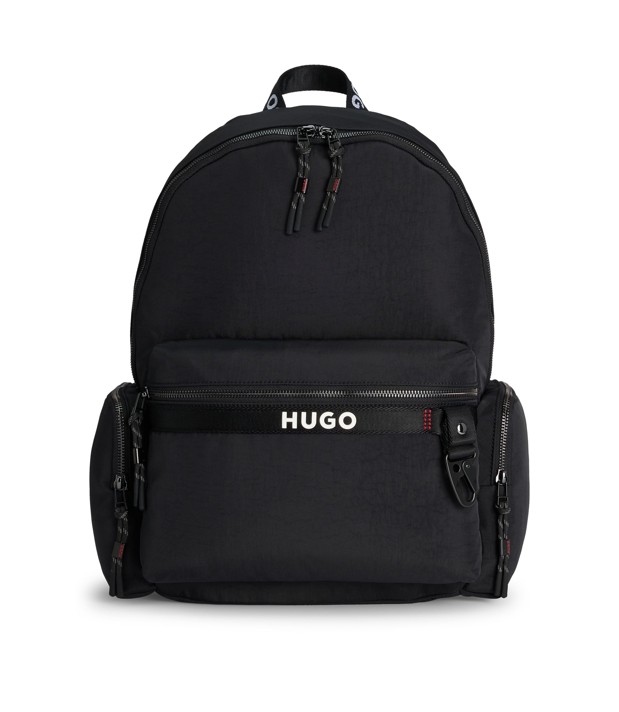HUGO - Multi-pocket backpack with contrast logo - Black