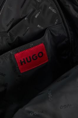 HUGO - Multi-pocket backpack with contrast logo - Black