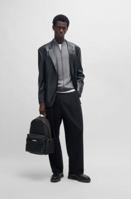 Multi-pocket backpack with contrast logo, Black