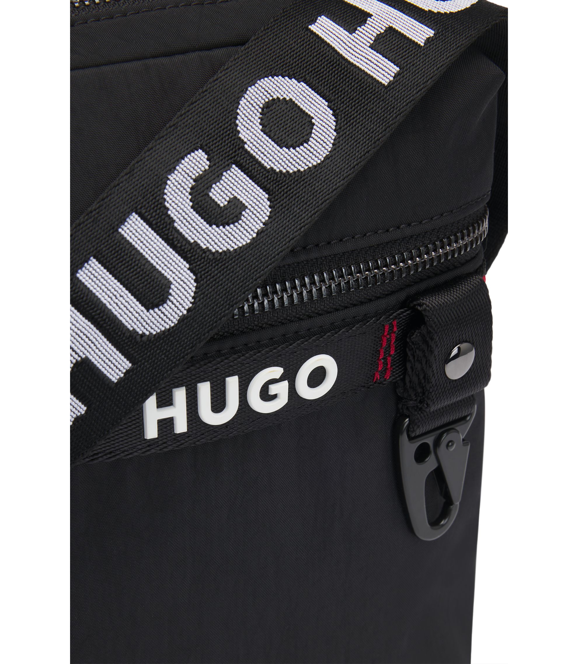 HUGO - Reporter bag with branded adjustable strap and zip closure