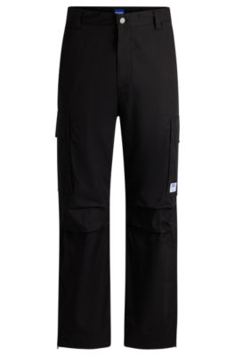 Hugo Boss Relaxed-fit Cargo Trousers In Cotton In Black