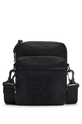 ショルダーバッグ HUGO Men Shoulder bag Black 50536029 001 HUGO - Reporter bag with stacked logo - Black