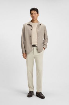 Relaxed-fit overshirt in patterned fabric, Light Beige