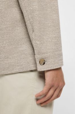 Relaxed-fit overshirt in patterned fabric, Light Beige