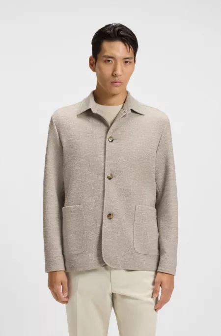 Relaxed-fit overshirt in patterned fabric