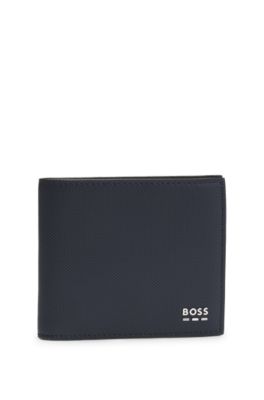 Structured wallet with silver-tone logo, Dark Blue