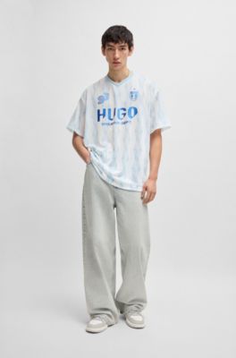 Camiseta oversize fit con ilustraci&oacute;n inspirada en el f&uacute;tbol, Blanco
