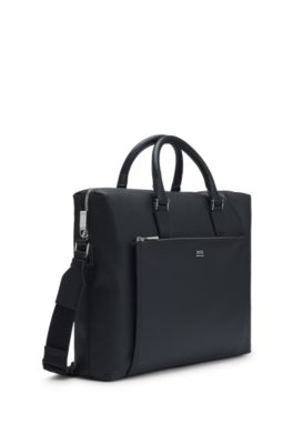 Porte-documents textur&eacute; avec garnitures en m&eacute;tal, Noir