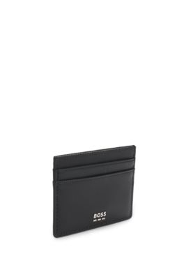 Textured card holder with hardware trims, Black