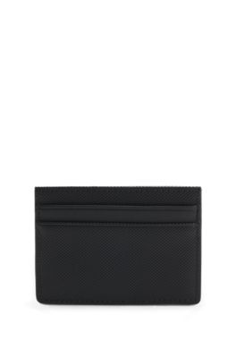 Textured card holder with hardware trims, Black