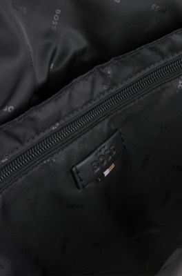 Textured backpack with logo hardware, Black