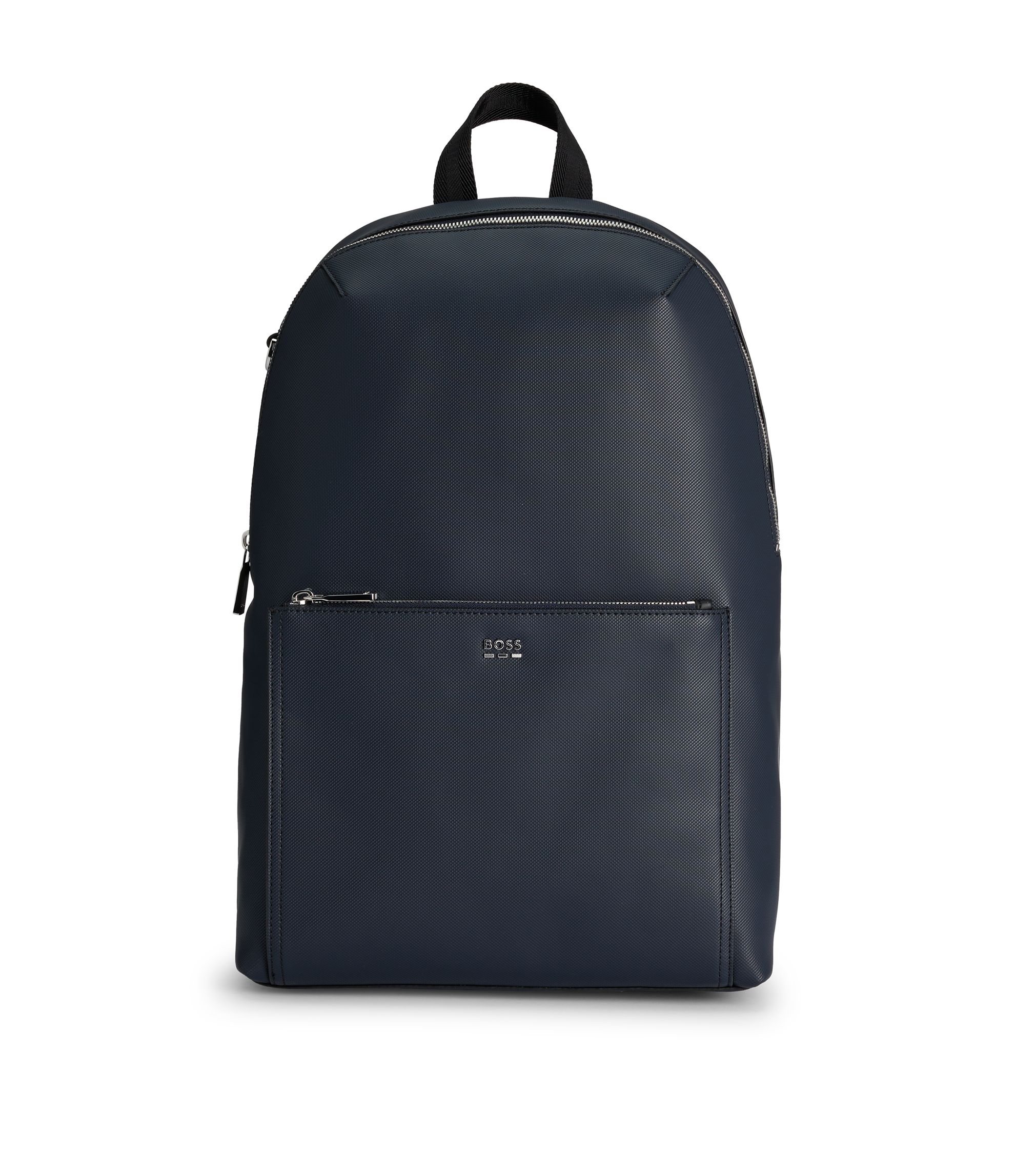 BOSS - Textured backpack with logo hardware - Dark Blue