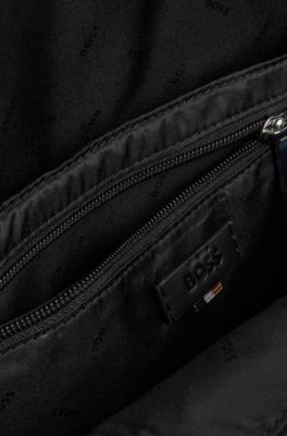 Textured backpack with logo hardware, Dark Blue