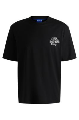 Cotton-jersey T-shirt with car graphic prints, Black