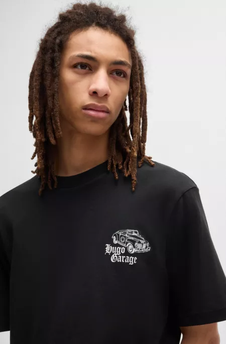 Cotton-jersey T-shirt with car graphic prints
