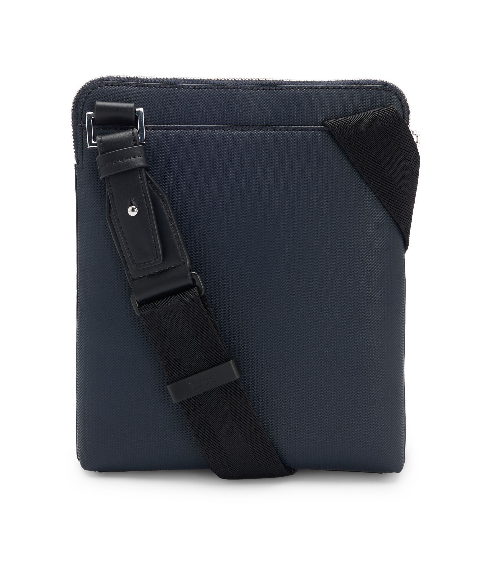 BOSS - Textured envelope bag with logo hardware - Dark Blue
