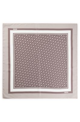 BOSS - Monogram scarf in silk twill - Light Brown