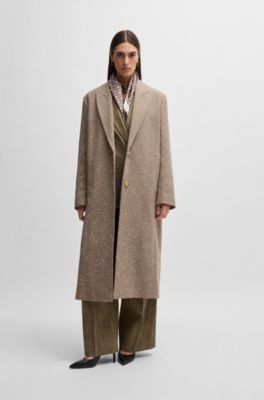 Foulard carr&eacute; confectionn&eacute; en Italie en twill de soie &agrave; imprim&eacute;, Brun chin&eacute;