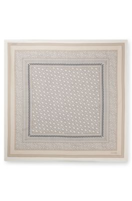 Monogram scarf in silk twill, Light Beige