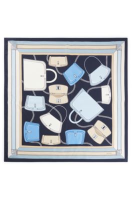 Foulard carr&eacute; confectionn&eacute; en Italie en twill de soie &agrave; imprim&eacute;, Fantaisie