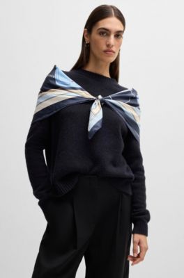 Foulard carr&eacute; confectionn&eacute; en Italie en twill de soie &agrave; imprim&eacute;, Fantaisie