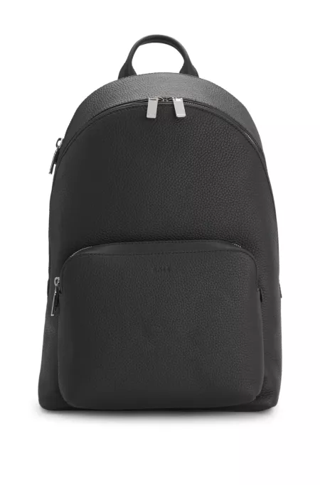 Embossed-logo backpack in Italian leather