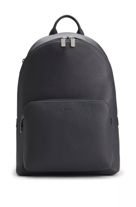 Embossed-logo backpack in Italian leather