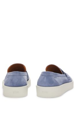 Suede penny loafers with rubber sole, Light Blue