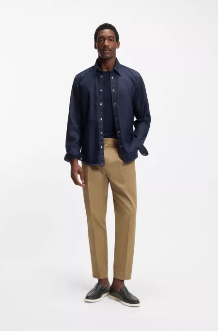 Logo-detail moccasins in tumbled leather