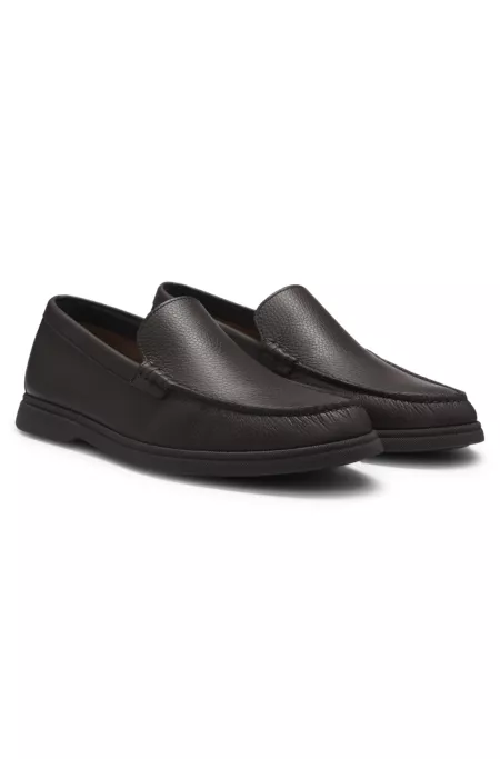 Logo-detail moccasins in tumbled leather