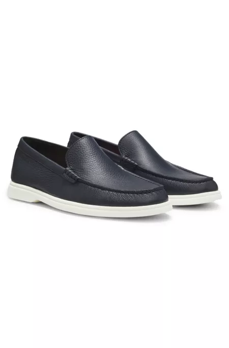 Logo-detail moccasins in tumbled leather
