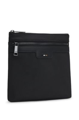 Structured envelope bag with signature trims, Black