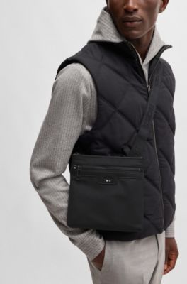 Structured envelope bag with signature trims, Black