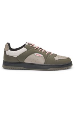 Mixed-material trainers with ripstop and faux suede, Light Brown