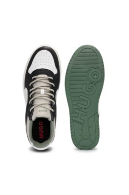 Mixed-material trainers with ripstop and faux suede, Light Green
