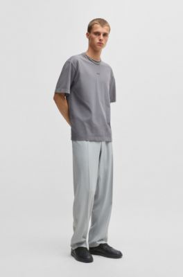 Faux-leather lace-up trainers with logo details, Black