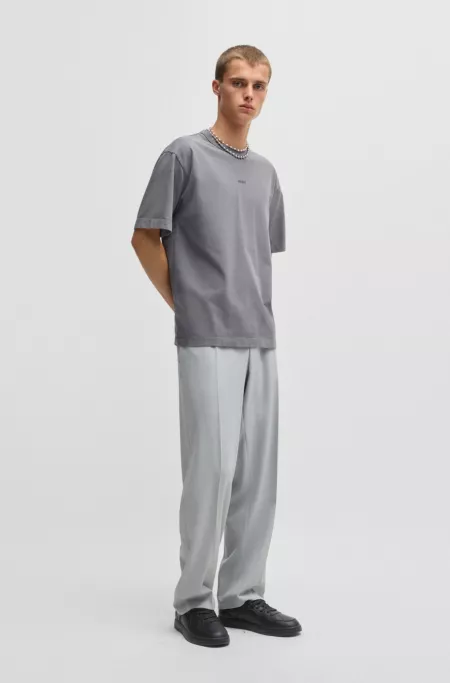 Faux-leather lace-up trainers with logo details