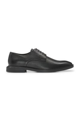 Derby shoes in grained leather, Black