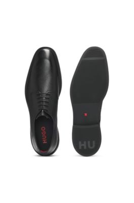 Derby shoes in grained leather, Black