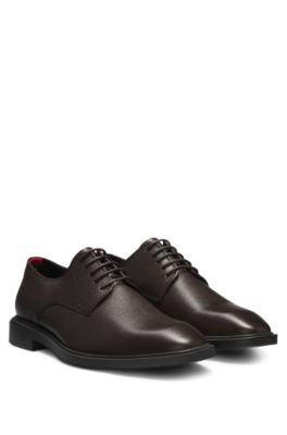 Derby shoes in grained leather, Brown