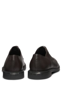 Derby shoes in grained leather, Brown