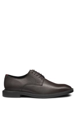 Derby shoes in grained leather, Brown