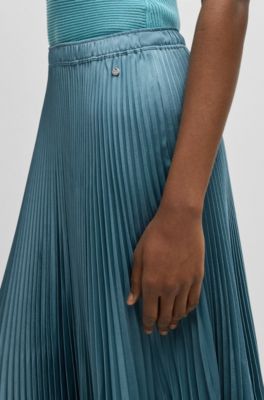 Falda plisada con microestampado, Azul