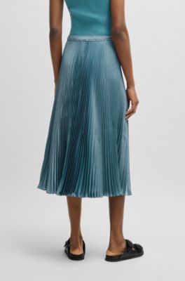 Falda plisada con microestampado, Azul