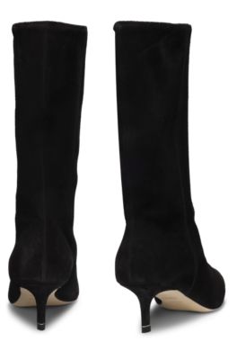 Suede boots with Double B monogram, Black